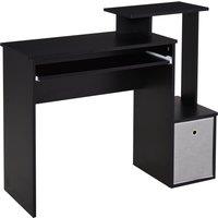 HOMCOM Computer Desk with Sliding Keyboard Tray Storage Drawer Shelf in Black