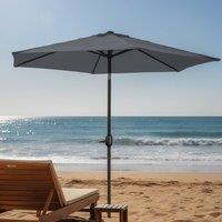 Keplin 2m Tilting Parasol Umbrella - Crank & Tilt Sun Shade with Cover in Grey