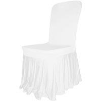 Neel Blue 10pcs Skirt Style Dining Chair Slipcover, Polyester Spandex Chair Cover in White
