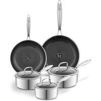 Tower Geo-Clad 5 Piece Cookware Set in Silver