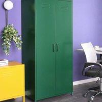 Wyld and Coco Industrial Green Steel Storage Cabinet - 2 Doors 4 Adjustable Shelves