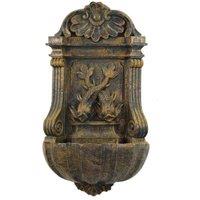 Primrose Verdigris 'Cat & Fish' Wall Fountain Water Feature Verdi Aged 86cm in Bronze