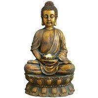 Primrose Buddha Water Feature Sculpture Crystal Ball Cascade Gold Finish in Bronze