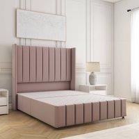 BSSPOKE Zoe Divan Bed Plush Velvet 54 Headboard & No Mattress No Drawers in Pink | Size: Single
