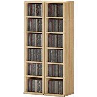 HOMCOM Set of 2 CD Storage Units DVD Shelf with Adjustable Shelves in Light Oak
