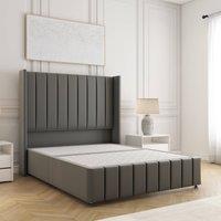 BSSPOKE Zoe Divan Bed Plush Velvet 54 Headboard & No Mattress No Drawers in Grey | Size: Single