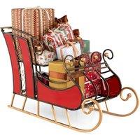 Gymax Christmas Santa Sleigh Decoration for Indoor Outdoor With 2-Tier Shelf in Red