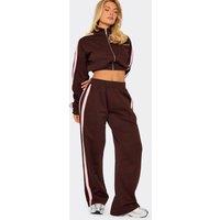 EGO Women's Long Sleeve Zip Graphic Print Striped Jacket in Dark Brown | Size: 6