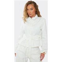 EGO Women's Long Sleeve Zip Denim Jacket in White | Size: 6