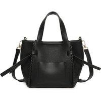 Fontanella Fashion Women's Elvique Large PU Leather 2in1 Top-Handle Tote Bag in Black