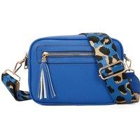 Fontanella Fashion Women's Tassel Zip Crossbody Bag with Canvas Strap in Royal