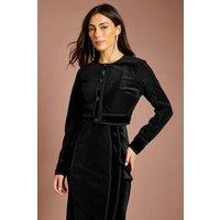 Coast Women's Ribbed Velvet Cropped Jacket in Black | Size: 10