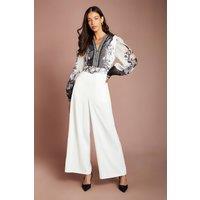 Coast Women's Placement Print Organza Jumpsuit in Mono | Size: 16