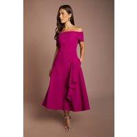 Coast Women's Bardot Waterfall Crepe Midi Dress in Berry | Size: 10