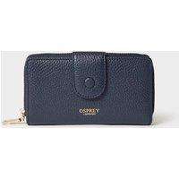 OSPREY LONDON Women's The Core Medium Leather Popper Matinee Purse in Navy
