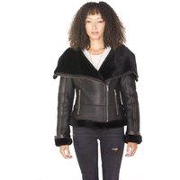 Infinity Leather Women's Merino Sheepskin Aviator Leather Jacket-Petworth in Black | Size: 14