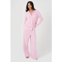 Brave Soul Women's Button-Down Pyjama Set in Baby Pink | Size: Small