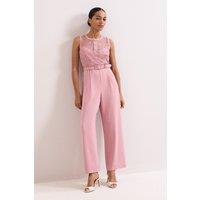 Phase Eight Women's Ivanna Lace Bodice Belted Jumpsuit in Dusty Pink | Size: 8