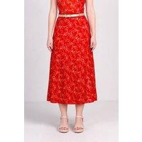 Kettlewell Women's Printed Paisley Maxi Skirt in Scarlet | Size: 18
