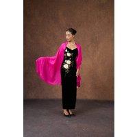 Silk and Bears Women's Hot Pink Silk Scarf - Hand-Dyed Mulberry Silk Shawl Wrap, Wedding Guest & Evening Pashmina Style in Bright Pink | Size: 10-12R