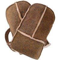 SNUGRUGS Baby Infant Winter Split Palm Genuine Sheepskin Mittens with Cord in Light Brown