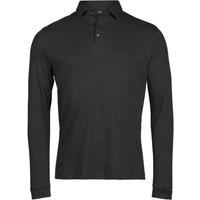 TEE JAYS Men's Pima Cotton Long-Sleeved Polo Shirt in Black | Size: XL
