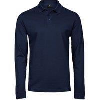 TEE JAYS Men's Pima Cotton Long-Sleeved Polo Shirt in Navy | Size: Large