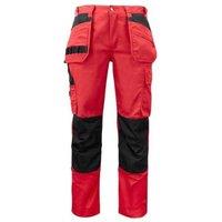 Projob Men's Prio Reflective Detail Work Trousers in Red | Size: 36L