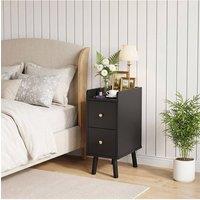 Living and Home Modern MDF Bedside Table with 2 Drawers in Black
