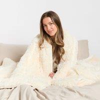 OHS Fluffy Fleece Sensory Sleep Therapy Weighted Blanket 125 x 180 cm 6kg in Cream | Size: 125 cm x 150 cm