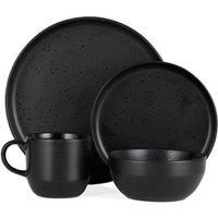 Barbary & Oak Luna 16pce Dinnerware Set, Stoneware, Black BO867005BLK