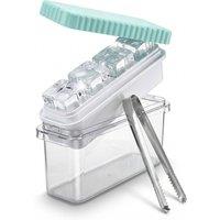 Keplin Large Ice Cube Tray with Lid & Tongs Blue, Silicone Ice Tray, BPA Free in Clear