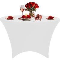 Neel Blue 6FT Round Patio Tablecloth Elastic Spandex Table Cover in White