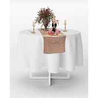 Neel Blue Glitter Sequin Table Runner - 11" x 108" in Nude