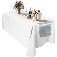 Neel Blue Satin Table Runner, 11" x 108" in White