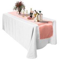 Neel Blue Satin Table Runner, 11" x 108" in Coral