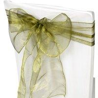 Neel Blue Organza Chair Sashes Wider Fuller Bow for Party Decoration, 17cm x 280cm in Dark Olive | Size: 17 cm x 280 cm