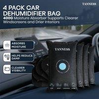 Tanness Reusable 400g Car Dehumidifier Bag with Moisture Indicator - 4 Pack in Black