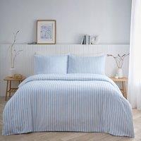 HomeSpace Direct Pencil Stripe Duvet Cover Set in Blue | Size: Double