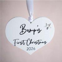 Amaya Rose Ltd Bump's First Christmas Wooden Heart Decoration 2026 Pregnancy Keepsake in White