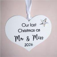 Amaya Rose Ltd Last Christmas As Mr & Miss Wooden Heart Decoration 2026 in White