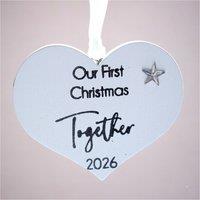 Amaya Rose Ltd Our First Christmas Together Wooden Heart Decoration 2026 in White