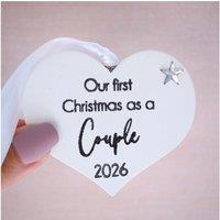 Amaya Rose Ltd Our First Christmas As A Couple Wooden Heart Decoration 2026 in White