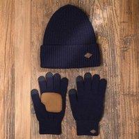 Harvey Makin Layers Hat & Gloves Gift Set - Navy Blue
