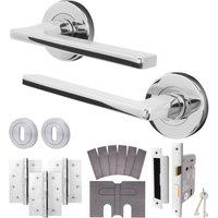 AFIT Chrome Fire Door Handle Key Lock Set Polished Chrome, Lock Hinges in Silver | Size: 150mm x 150mm