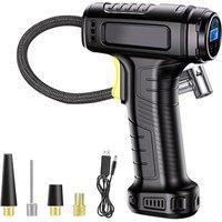 Alivio Cordless Portable Digital Tyre Inflator Air Compressor, Rechargeable Air Pump with LCD Display & Auto Shut-Off in Black