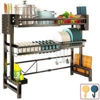 EONLION Space Saving Over The Sink Dish Drying Rack 3 Tier Adjustable in Black