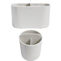 ReBorn Bathroom Caddis Bundle: Large Bathroom Caddy & Tothbrsh Holder White