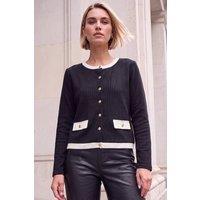 Roman Women's Contrast Rib Cardigan in Black | Size: 10