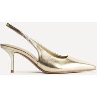Linzi Women's Highlight Gold Faux Leather Stiletto Court Heels | Size: 5-Standard Fit